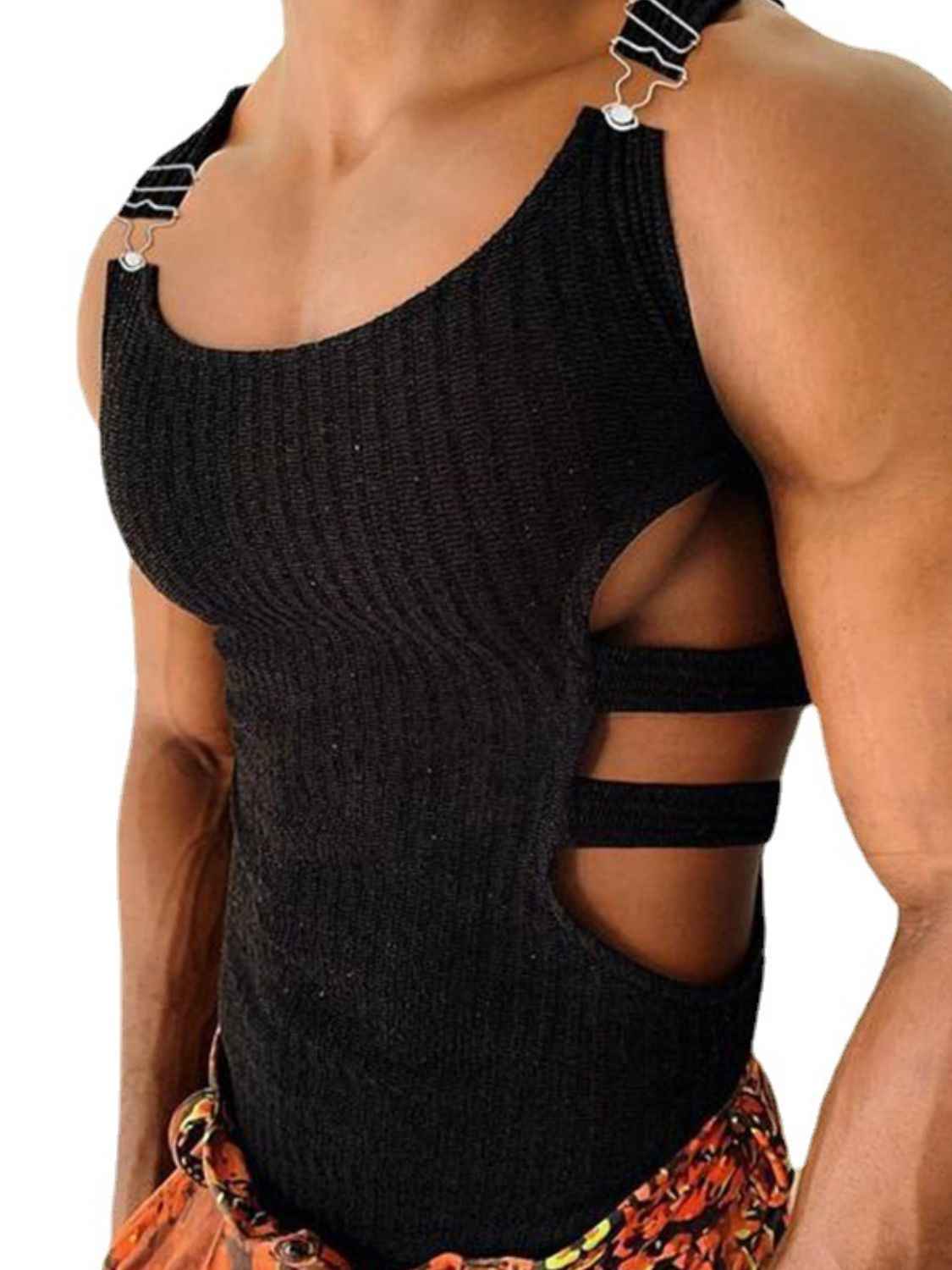 Men's Full Size Side Cutout Round Neck Tank Plus Size - Damned Threads